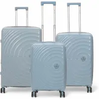 Infinity Leather Expanderbar Sky Blue Hard Shell 8 Wheels Bagage Cabin Resväska