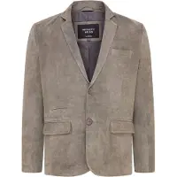 Infinity Leather Herr Grå Slim Goat Mocka Italiensk Blazer Jacka-Somero