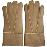 Infinity Leather Unisex Tan Sheepskin Leather Gloves with Roll Up/Down Cuff