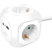 Logilink LogiLink: Power Cube Multi-grenuttag + USB-A/USB-C PD 20W