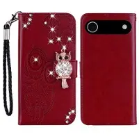 Mtp Products iPhone Air Plånboksfodral med uggla och strass - Röd