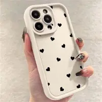 Mtp Products iPhone 14 Pro Hjärtmönster Stötsäkert TPU-skal med förhöjda kanter - Vit