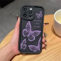 Mtp Products iPhone 13 Pro TPU-skal med fjärilstryck - Lila / Svart
