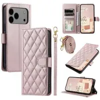 Mtp Products iPhone 17 Pro Max/18 Pro Max Lyxigt Quiltat Plånboksfodral - Roséguld