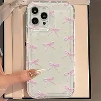 Mtp Products iPhone 12/12 Pro TPU-skal med rosett - Rosa / Klar