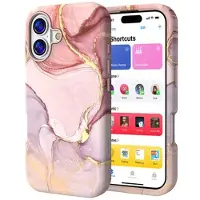 Mtp Products iPhone 17 Lyxigt hybrid skal i marmor - Rosa / Guld