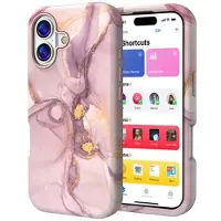 Mtp Products iPhone 17 Lyxigt hybrid skal i marmor - Lila / Guld