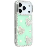 Mtp Products iPhone 17 Pro/18 Pro Glittrande Kärlek och Pärla Hybridskal - Grön