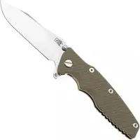 Rick Hinderer Knives Rick Hinderer Eklipse 3.5" Skinny Slicer, Hollow Grind Stonewash Magnacut, Bronze, OD Green G10, pocket knife