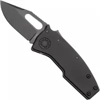 Demko Knives Demko Nano-Shark, NANO-20CV-BLACK ALUM-CP, Stealth DLC CPM 20CV Clip Point, Black Aluminum pocket knife