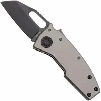 Demko Knives Demko Nano-Shark, NANO-20CV-ARTILLERY GREY ALUM-SF, Stealth DLC CPM 20CV Shark Foot, Artillery Grey Aluminum pocket knife