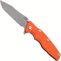Rick Hinderer Knives Rick Hinderer Eklipse 3.5" Skinny Slicer, Hollow Grind Working Finish Magnacut, Orange G10, pocket knife