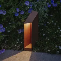 Marset LED pollare Domus, dimbar, Brun / rost, Aluminium / grå / zink, Design, LED-utomhuslampa