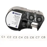 Brady M4C-375-412 kontinuerliga polypropentejp | svart text - vit tejp | 9,53mm x 6,10m (original)