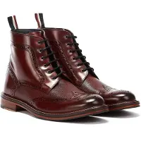 Ben Sherman Alfred Brogue Läder Herr Burgundy Kängor