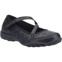 SKECHERS Breathe Easy Playground Poppies Flickors Svarta Skor I Läder