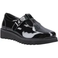 Hush puppies Florrie T-Bar Flickors Svarta Skor I Läder