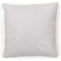 TODAY dekorativ kudde till vardagsrum CONSTANCE, broderat hjärta, bomull, 40 x 40 cm