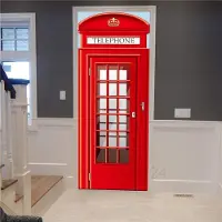 Sticker House 3D tapeter Självhäftande dörrmålning Avtagbar vinyl Heminredningskonstdekal Trälandskap Väggaffischklistermärken Porte deursticker 90x200cm