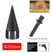 JR-Studio 32/42/50 mm avtagbar vedklyv skruvkoner Borrkronor Trä fyrkantig/rund/sexkantsborrkrona Vedklyvklyvborr 50mm Hexagon Shank