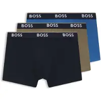 BOSS Three-pack of logo-waistband trunks in cotton