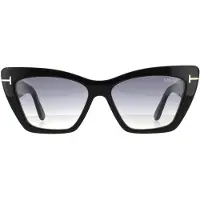 Tom Ford Cat Eye Dam Shiny Svart Grå Rök Gradient