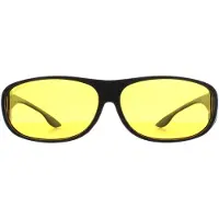 Montana Rectangle Unisex Matt Svart Gul Polariserad FO2 Fit Over Glasses Nattkörning Solglasögon