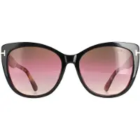 Tom Ford Cat Eye Dam Svart och Havanna Brun Rosa Gradient FT0937 Nora Solglasögon
