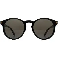 Tom Ford Runda Unisex Solglasögon Glänsande Svart Grå Rök