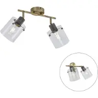QAZQA Design takspotlight brons med klart glas 2-ljus - Domo