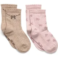 Minymo Strumpor - 2-pack - Shell/Beige m. Tryck - - 23/26 - Strumpor