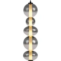 QAZQA Art Deco Pendellampa Svart med Rök- och Klarglas 5-ljus Inkl. LED - Lizzy