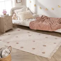 Little Olly Matta barnrum | Lou Dots taupe hos Volero | 80x150cm | Bomull | Prickar | Rektangulär | Låg lugg