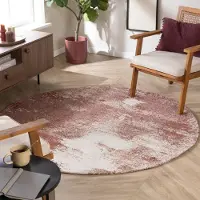 Studio Clarice Rund abstrakt matta | Candice rosa hos Volero | Ø 200cm | Bomull | Blandat | Rund | Låg lugg