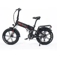 RANDRIDE Elektrisk hopfällbar cykel 20*4.0 fett däck Dubbla skivbromsar E-cykel 1000W motor Fullfjädrad elcykel YX20M svart