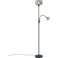 QAZQA Design golvlampa svart med rökglas 2-ljus - Brianna