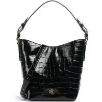 Ralph Lauren för kvinnor. 431980189001 Väska i präglat läder svart (OSFA), Casual, Hud