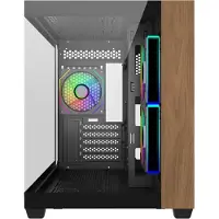 Cooler Master Elite 481 Wood - MT - micro ATX - genomskinlig sidopanel (härdat glas) - ingen strömförsörjning (ATX) - svart - USB/ljud