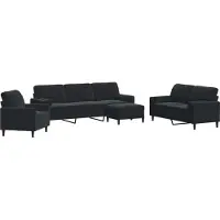 vidaXL Soffgrupp med dynor och bolster 4 delar svart sammet