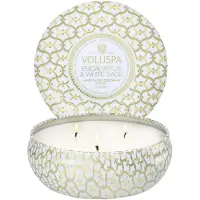 Voluspa 3-Wick Candle Decorative Tin Eucalyptus & White Sage 340g