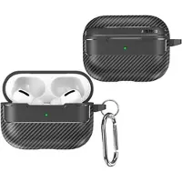 Mtp Products AirPods Pro 3 Borstad TPU-skal med Karbinhake - Kolfiber - Svart