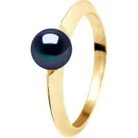 Diadema - Ring - Diamanter och gult guld - Äkta sötvattenspärlor - Svart Tahiti-stil