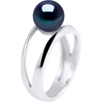 Diadema - Ring i vitguld - Äkta sötvattenspärlor - Svart Tahiti-stil