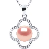 Diadema CLOVER Halsband Sötvattenspärla 9-10 mm Rosa 925