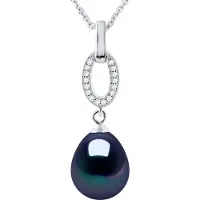 Diadema SHUTTLE Halsband Sötvattenspärlsmycken 9-10mm Svart 925