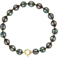 Diadema - Armband - Äkta Tahitipärlor - Regnbåge - Gul Guld