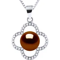 Diadema CLOVER Halsband Sötvattenspärla 9-10 mm Choklad 925