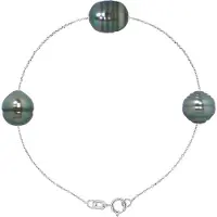 Diadema - Armband - 3 äkta Tahitipärlor - Kabelkedja Diamanter
