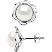 Diadema Stiftörhängen FLOWER Sweet Water Pärlor Knappar 8-9mm Vit 925