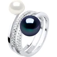 Diadema Ring DUO Sötvattenspärlor 7 och 9 mm Svartvita smycken 925